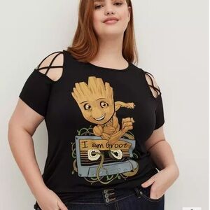 Lattice Sleeve Top - Marvel Baby Groot